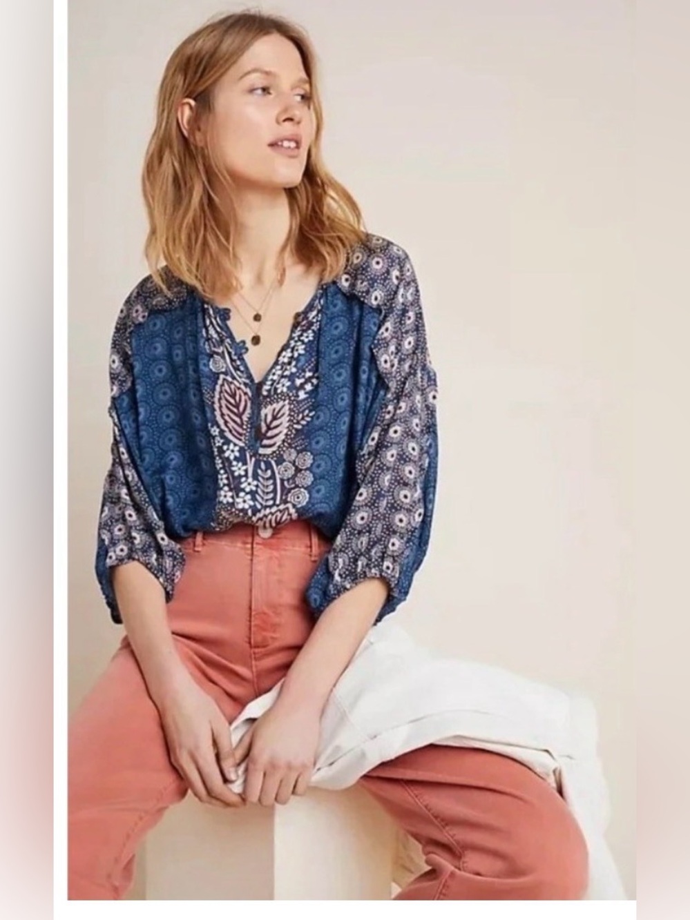 Maeve Anthropologie Letizia ruffled oversized boho blouse top XS peasant crop